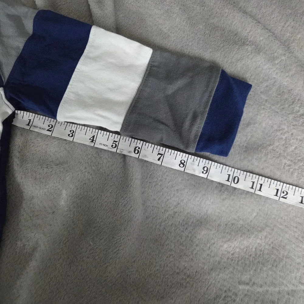 Gymboree Shirt Kids 3T Blue Gray White Striped Rugby Polo Long Sleeve Top